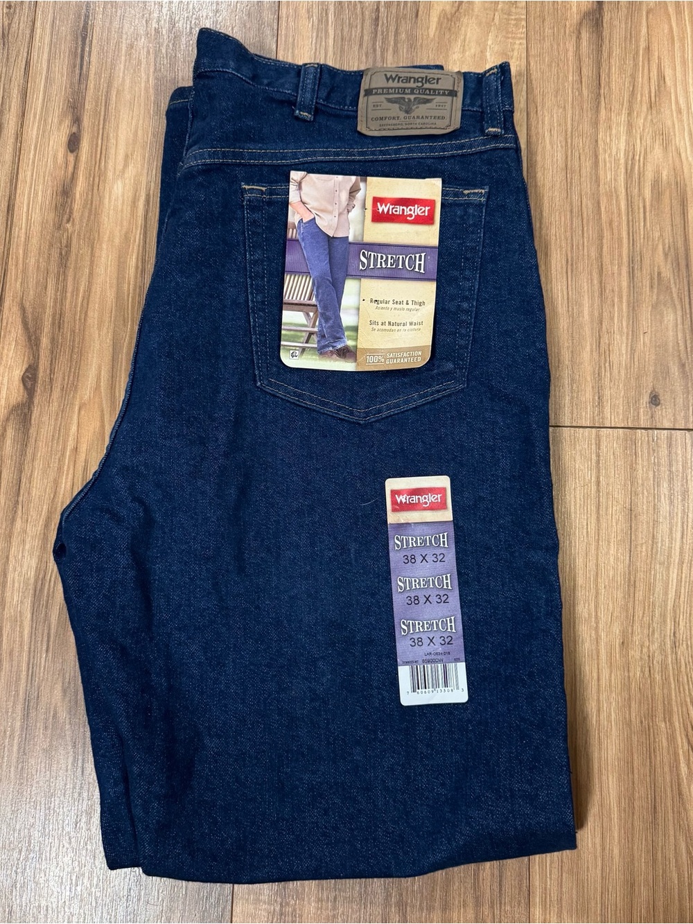 Wrangler Stretch Blue Jeans Denim Men’s Size 38x32 New With Tags Work Everyday